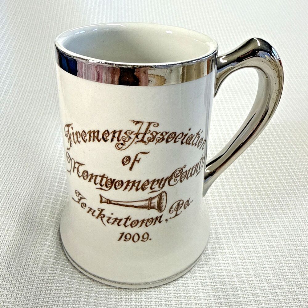 Antique Firemens Assoc. mug 1909 Montgomery Co. Jenkintown, PA Stein